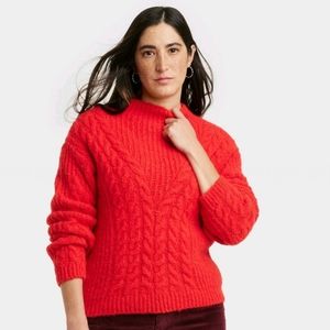 NWT Cable Mock Turtleneck Pullover Sweater